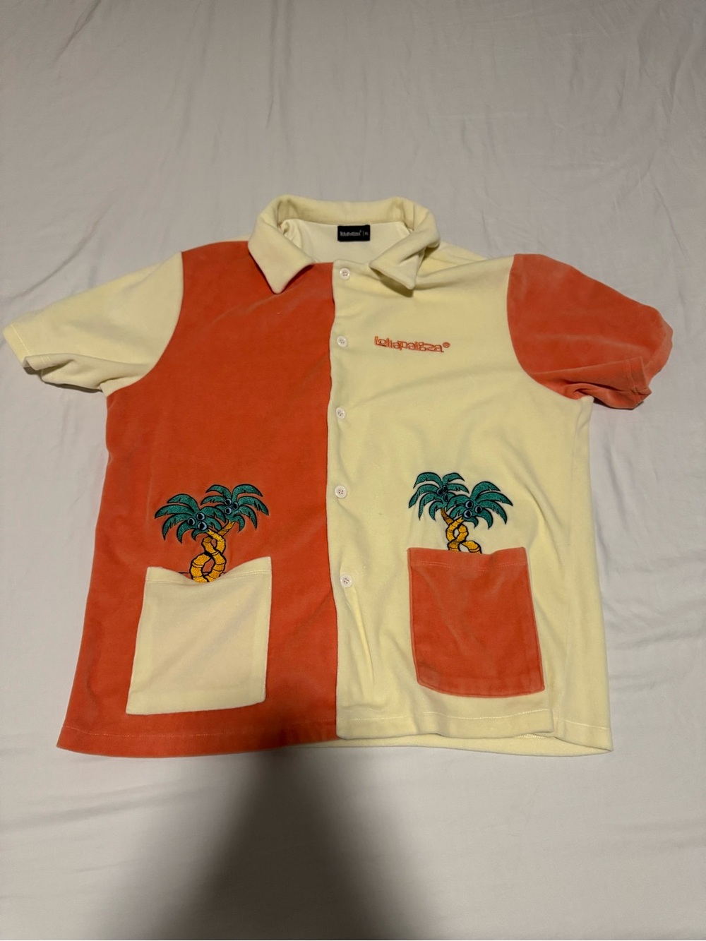 Lollapalooza Two-Tone Palm Polo Shirt - Orange & Cream